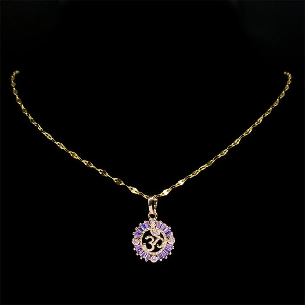 Om Necklace, Sahasrara Chakra Necklace, Crown Chakra Necklace, Yoga Necklace